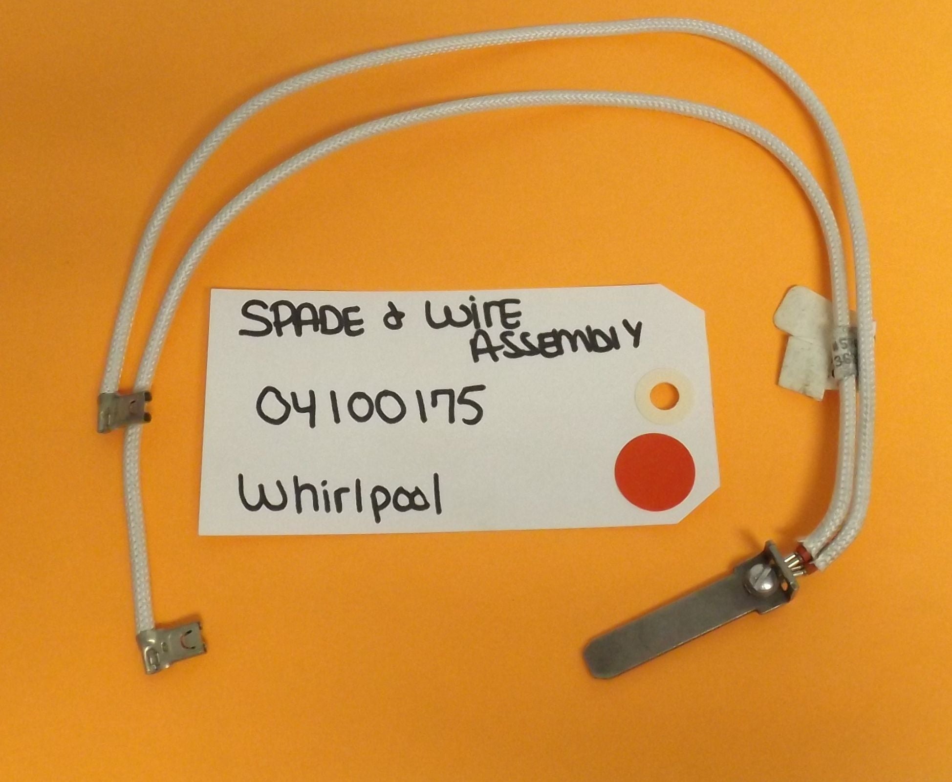 WHIRLPOOL STOVE 04100175 SPADE & WIRE ASSEMBLY (NEW) WHIRLPOOL STOVE 04100175 SPADE & WIRE ASSEMBLY (NEW)